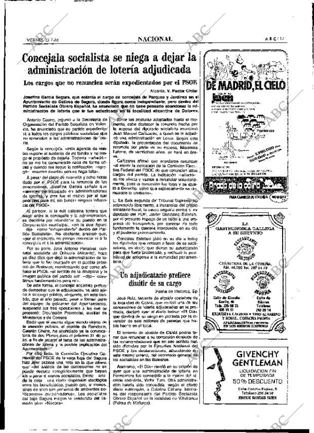 ABC MADRID 25-07-1986 página 17