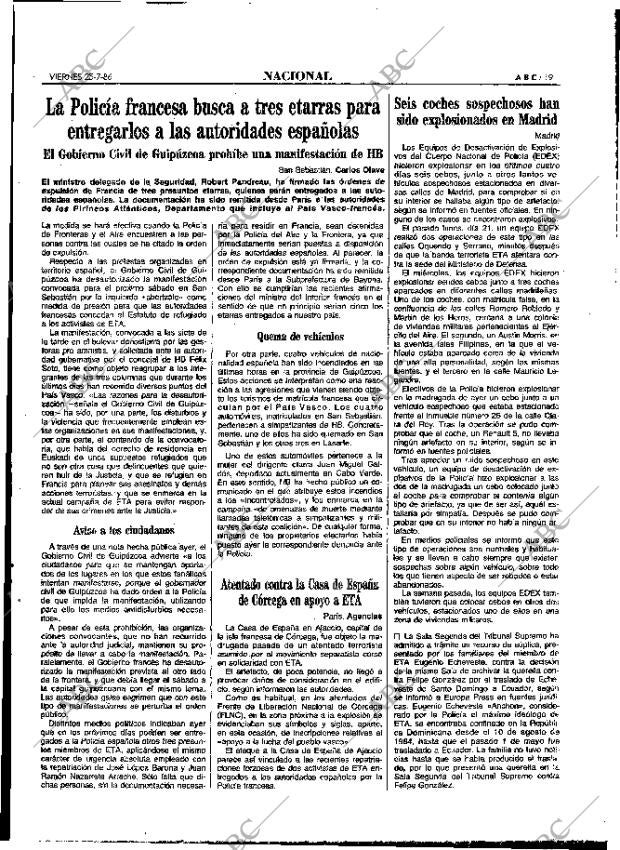 ABC MADRID 25-07-1986 página 19