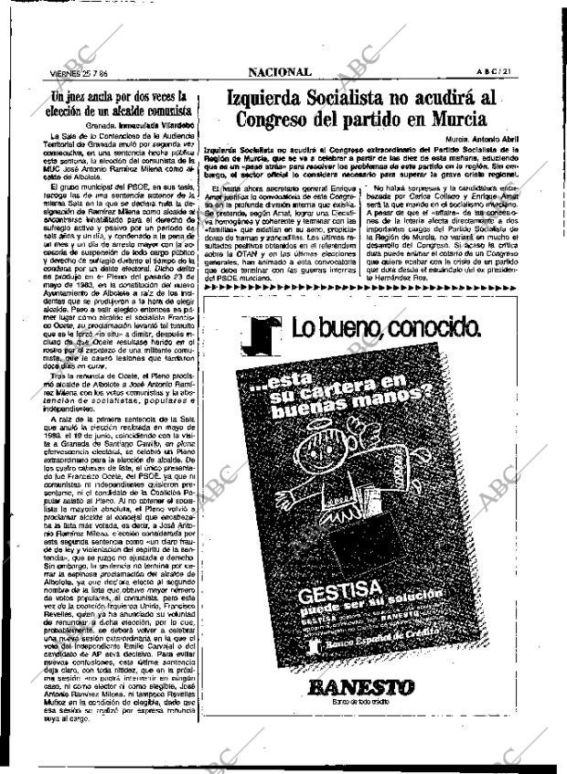 ABC MADRID 25-07-1986 página 21