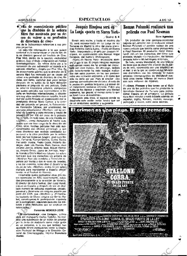 ABC MADRID 05-08-1986 página 63