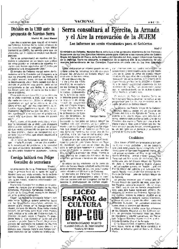 ABC MADRID 19-09-1986 página 23