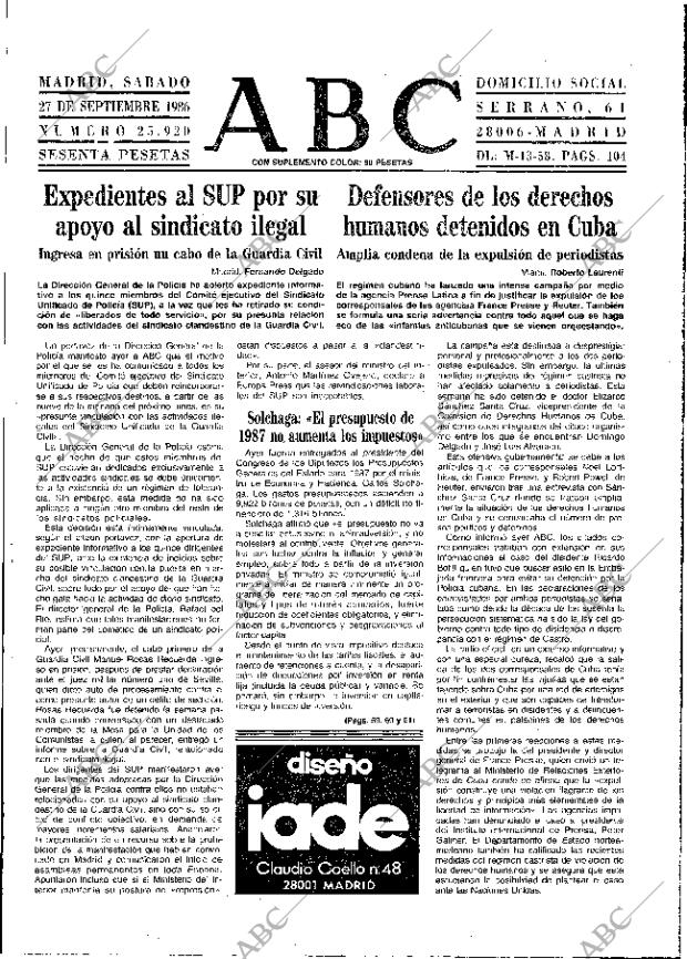 ABC MADRID 27-09-1986 página 9
