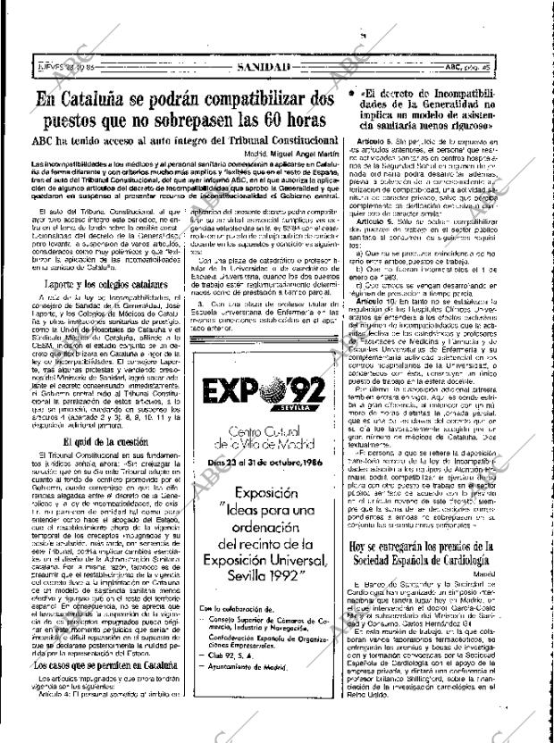 ABC MADRID 23-10-1986 página 45