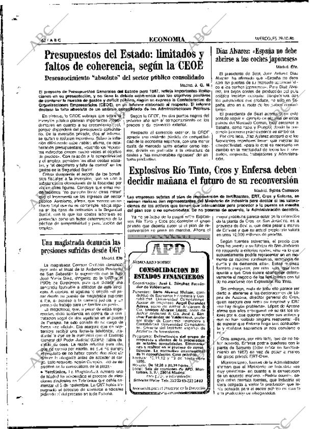 ABC MADRID 29-10-1986 página 62