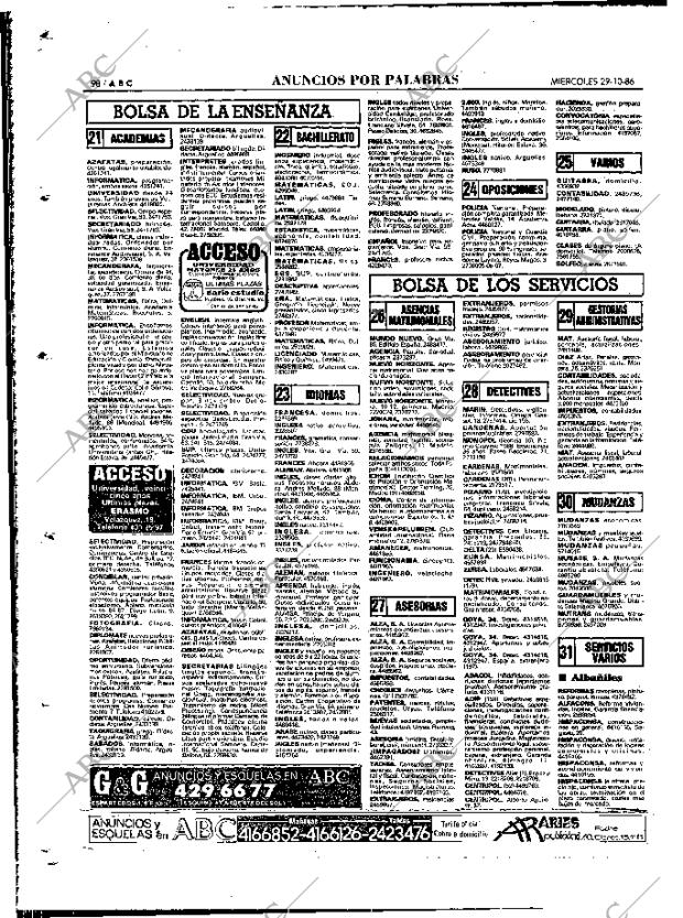 ABC MADRID 29-10-1986 página 98