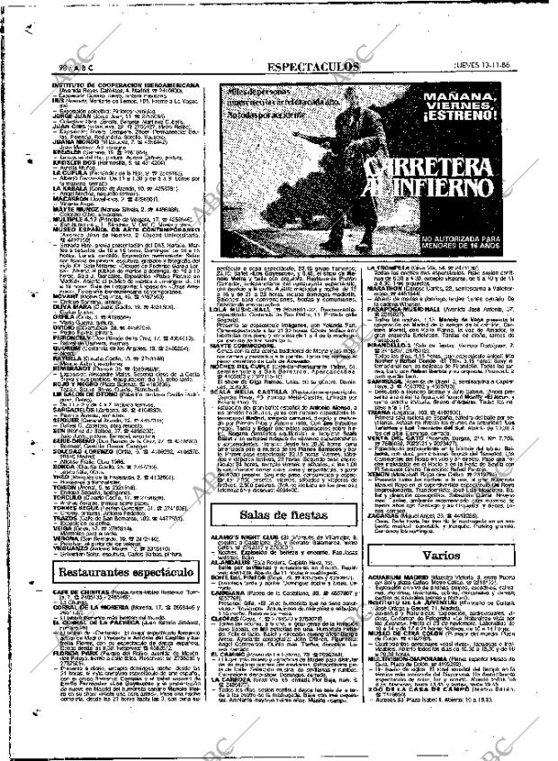 ABC MADRID 13-11-1986 página 98