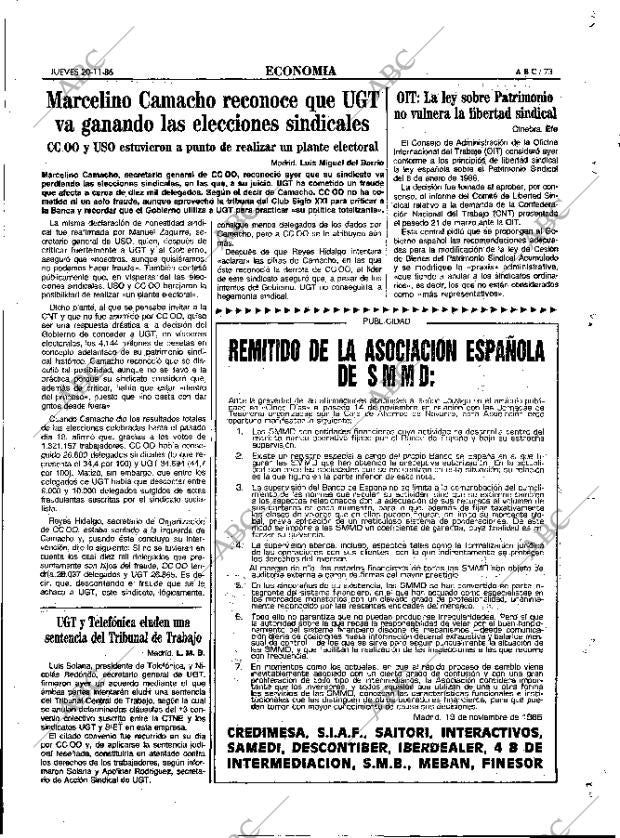 ABC MADRID 20-11-1986 página 73