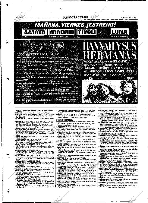 ABC MADRID 20-11-1986 página 90