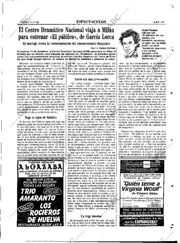 ABC MADRID 21-11-1986 página 93