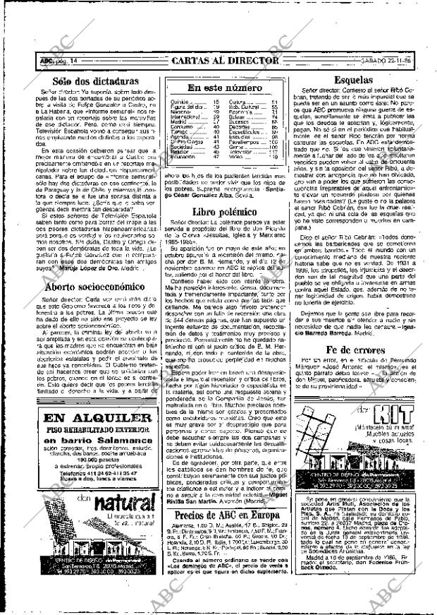 ABC MADRID 22-11-1986 página 14