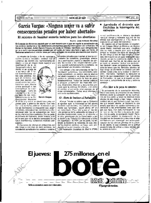ABC MADRID 22-11-1986 página 43