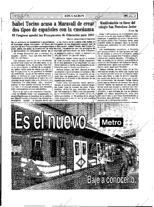 ABC MADRID 22-11-1986 página 47
