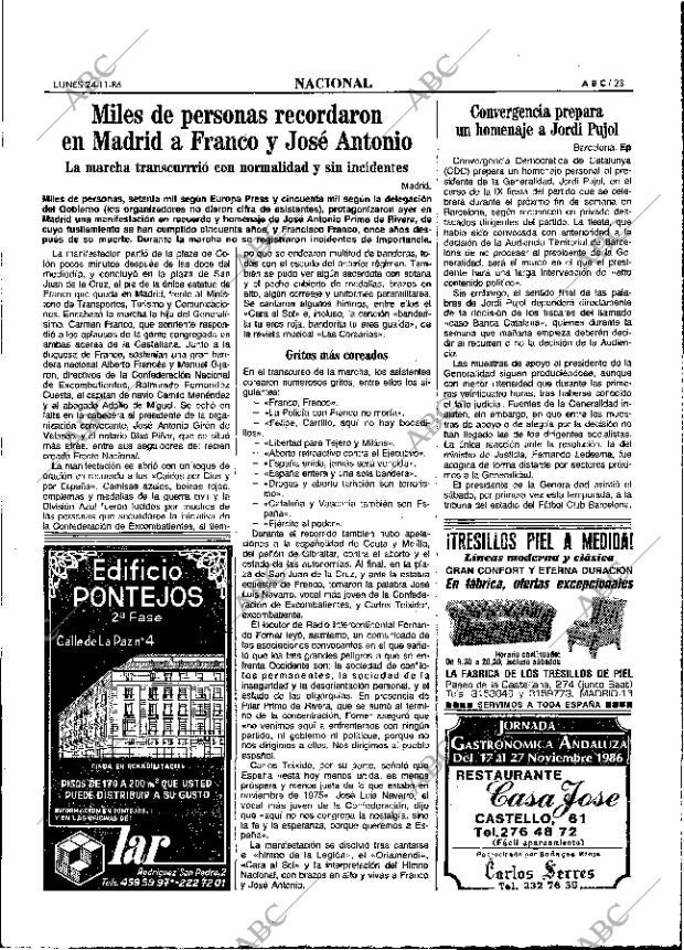 ABC MADRID 24-11-1986 página 23