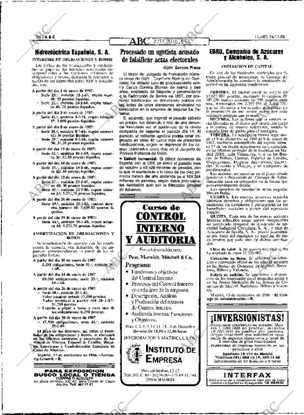 ABC MADRID 24-11-1986 página 54