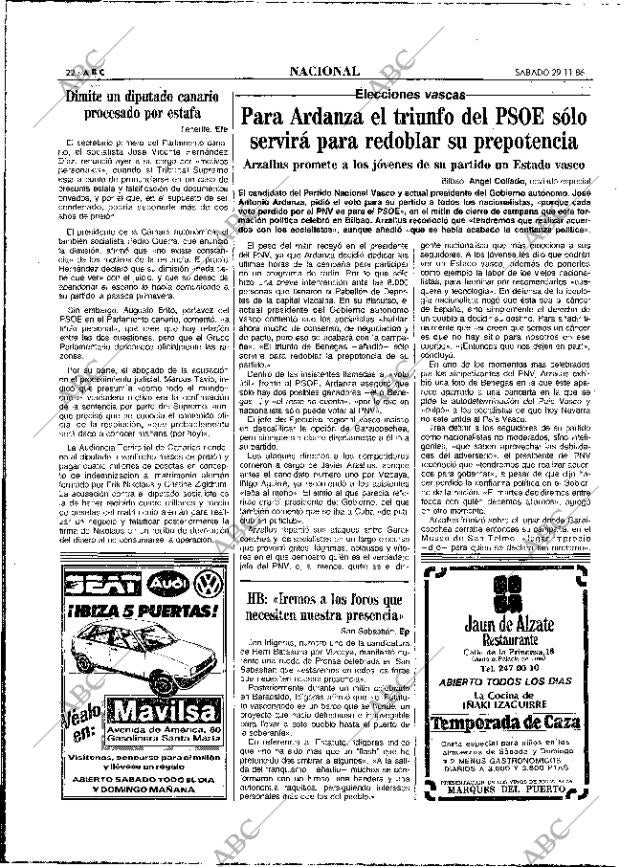 ABC MADRID 29-11-1986 página 22