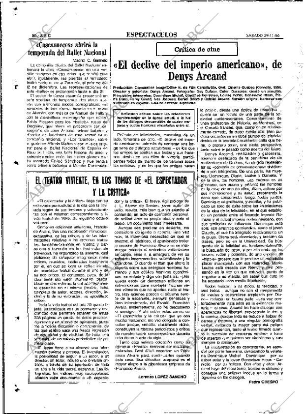 ABC MADRID 29-11-1986 página 80