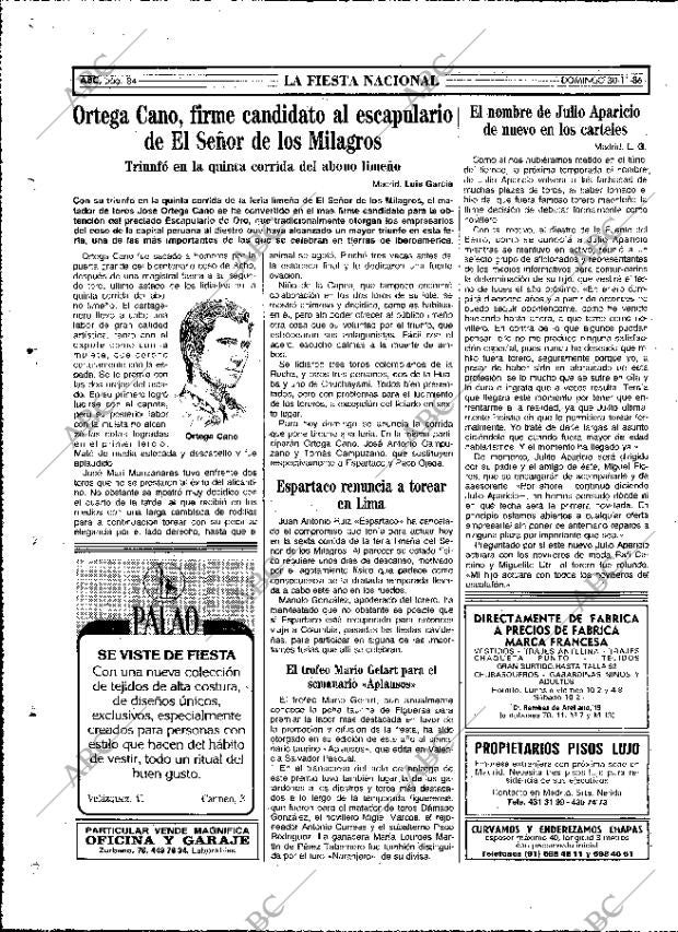 ABC MADRID 30-11-1986 página 84