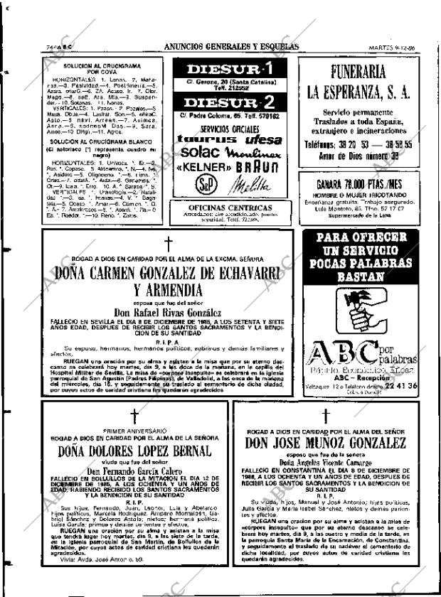 ABC SEVILLA 09-12-1986 página 74