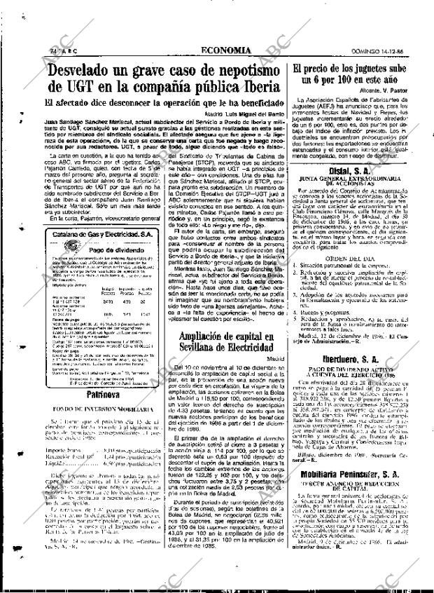 ABC MADRID 14-12-1986 página 74