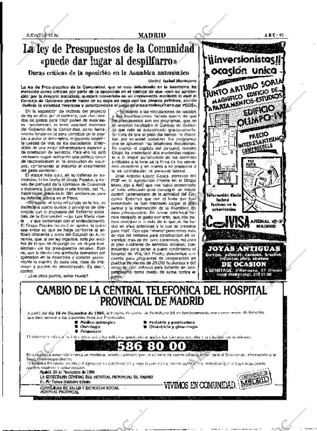 ABC MADRID 18-12-1986 página 45