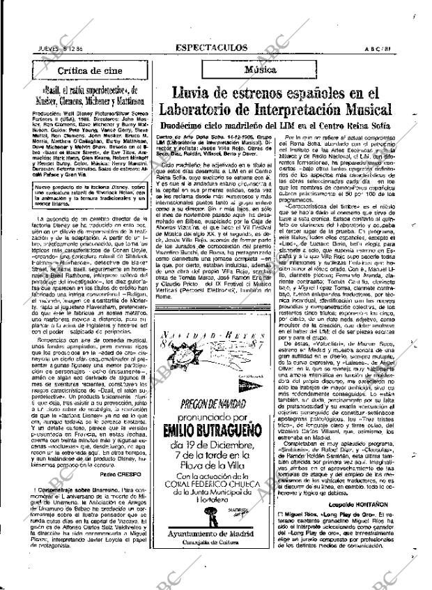 ABC MADRID 18-12-1986 página 81