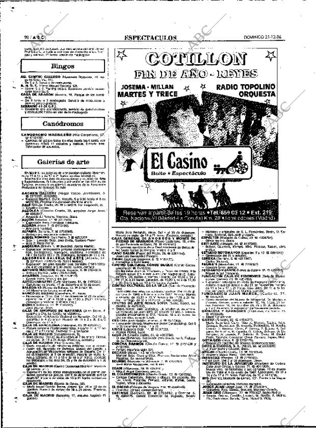 ABC MADRID 21-12-1986 página 98