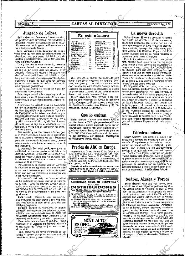 ABC MADRID 24-12-1986 página 14