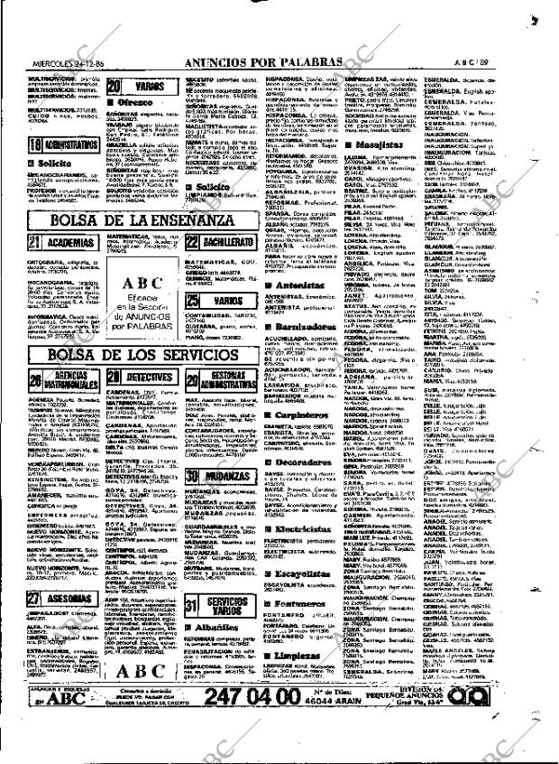 ABC MADRID 24-12-1986 página 89