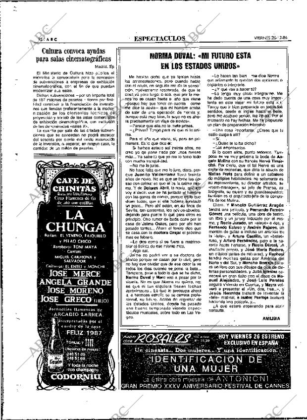ABC MADRID 26-12-1986 página 72