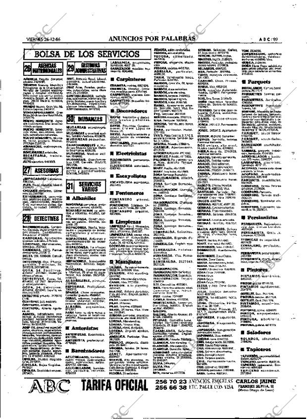 ABC MADRID 26-12-1986 página 89