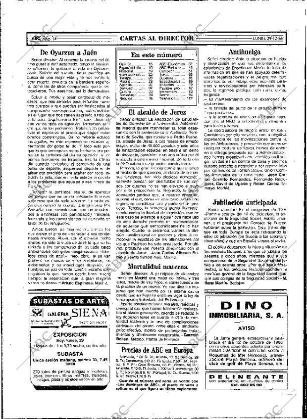 ABC MADRID 29-12-1986 página 14