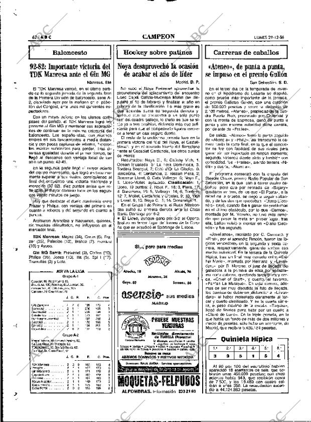 ABC MADRID 29-12-1986 página 62