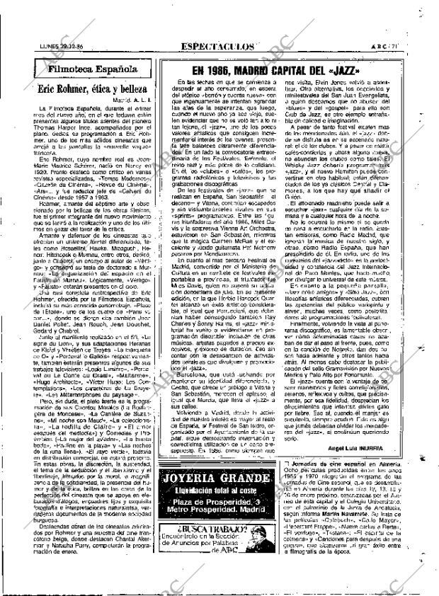 ABC MADRID 29-12-1986 página 71