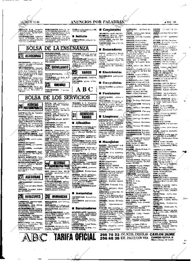 ABC MADRID 29-12-1986 página 89