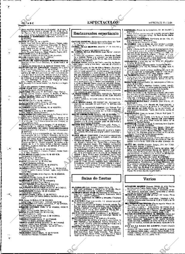 ABC MADRID 31-12-1986 página 102