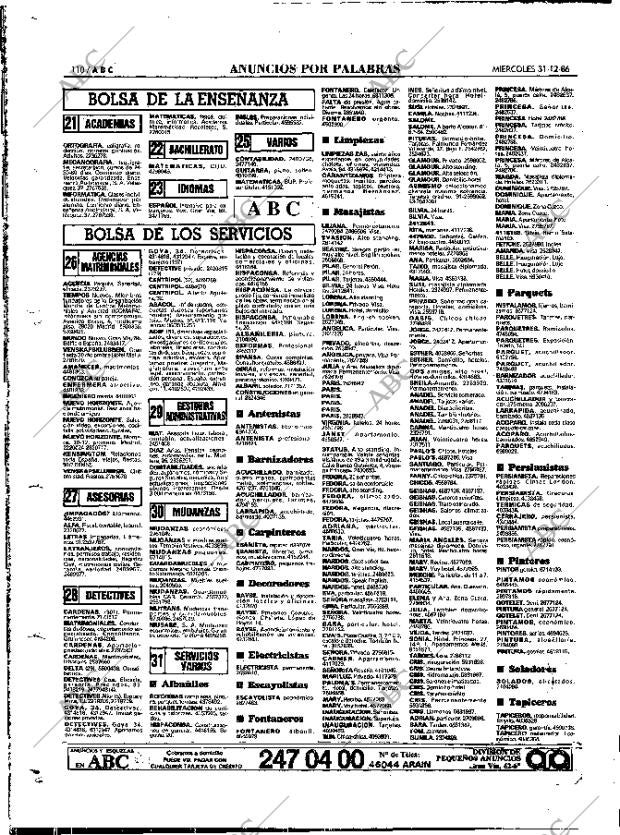 ABC MADRID 31-12-1986 página 110