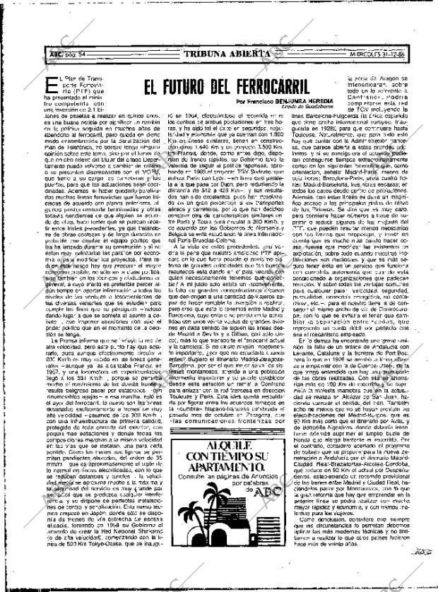 ABC MADRID 31-12-1986 página 54