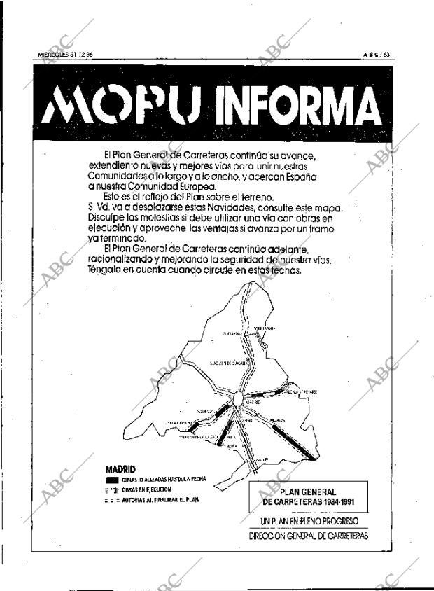 ABC MADRID 31-12-1986 página 63