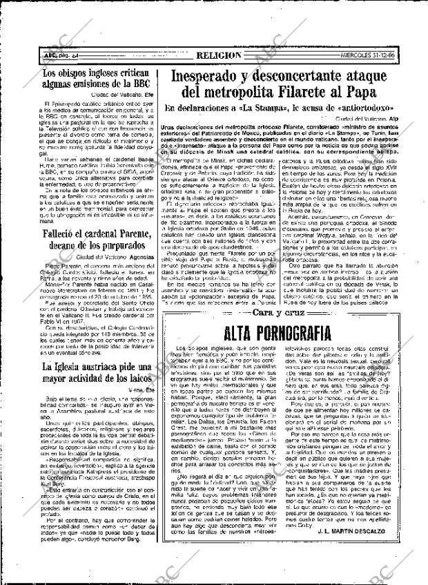 ABC MADRID 31-12-1986 página 64