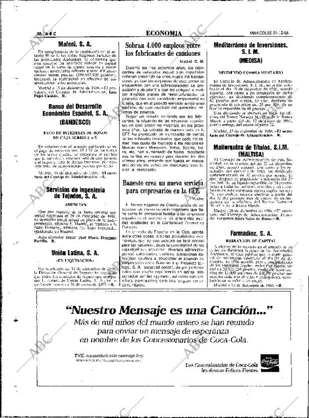 ABC MADRID 31-12-1986 página 88