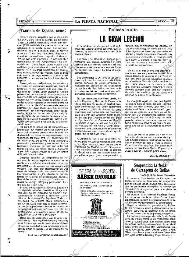 ABC MADRID 04-01-1987 página 74