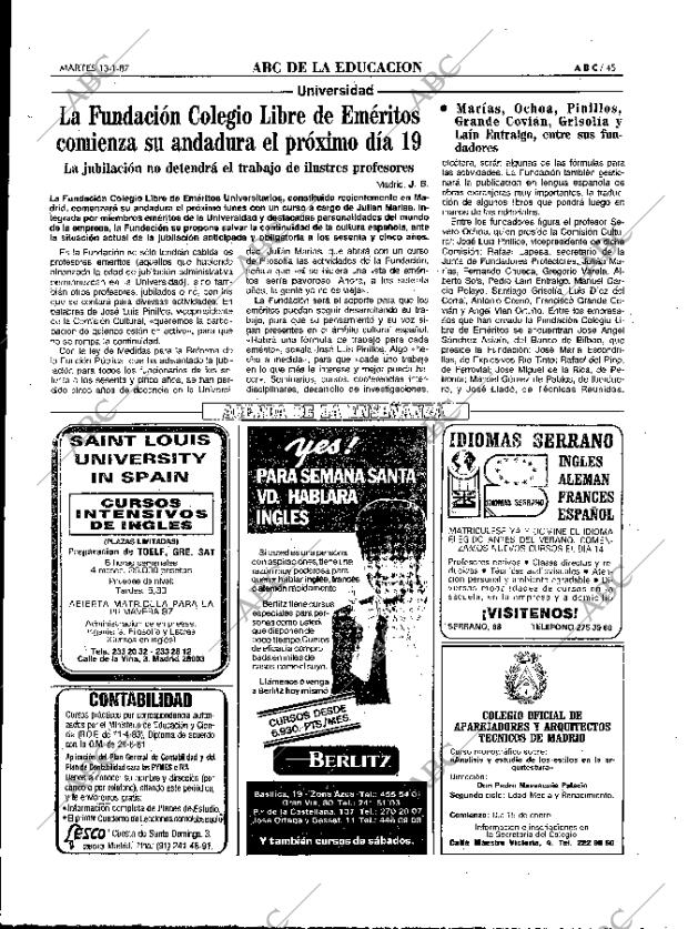 ABC MADRID 13-01-1987 página 45