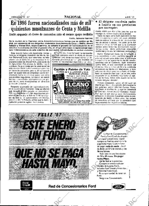 ABC MADRID 14-01-1987 página 21