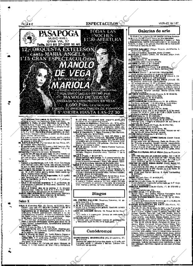 ABC MADRID 16-01-1987 página 74