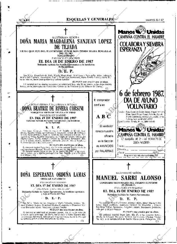 ABC MADRID 20-01-1987 página 72