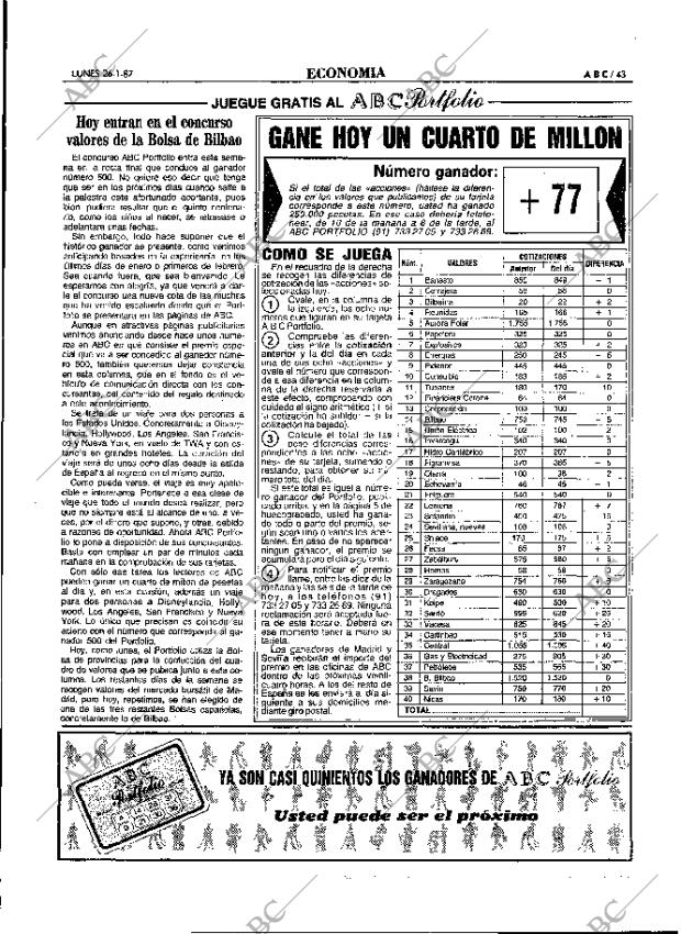 ABC MADRID 26-01-1987 página 43