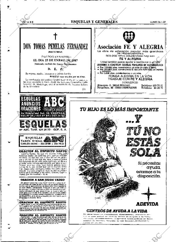 ABC MADRID 26-01-1987 página 74
