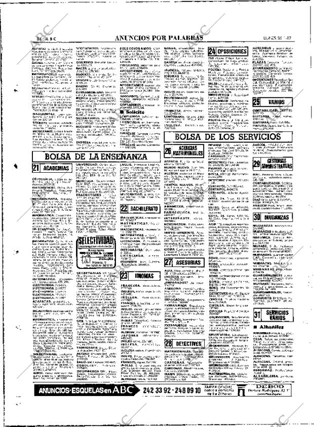 ABC MADRID 26-01-1987 página 84