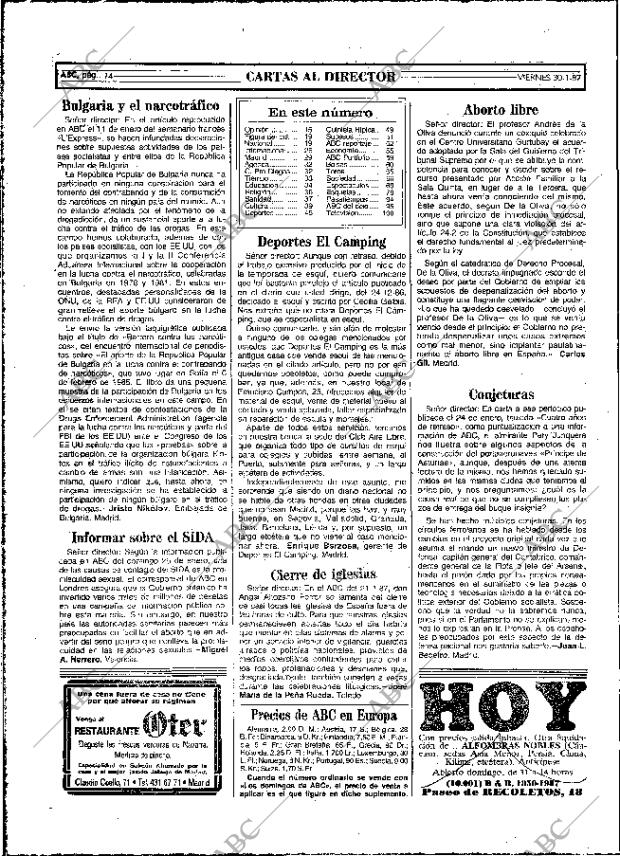 ABC MADRID 30-01-1987 página 14