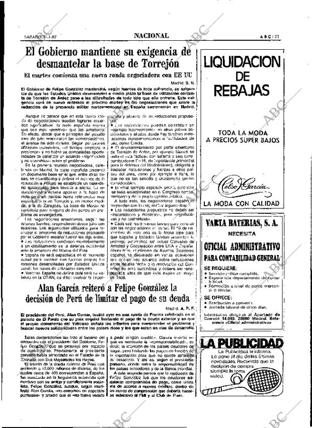 ABC MADRID 31-01-1987 página 23